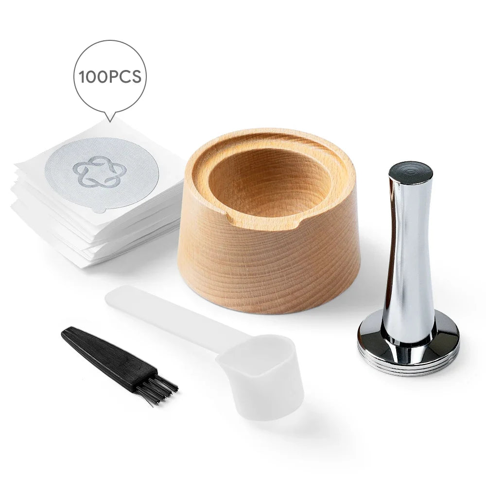 For Nespresso Vertuo Capsule  Aluminum Foil Sealing Cover Kit Coffee Accessories Wooden Reusable Capsule Filling Rack