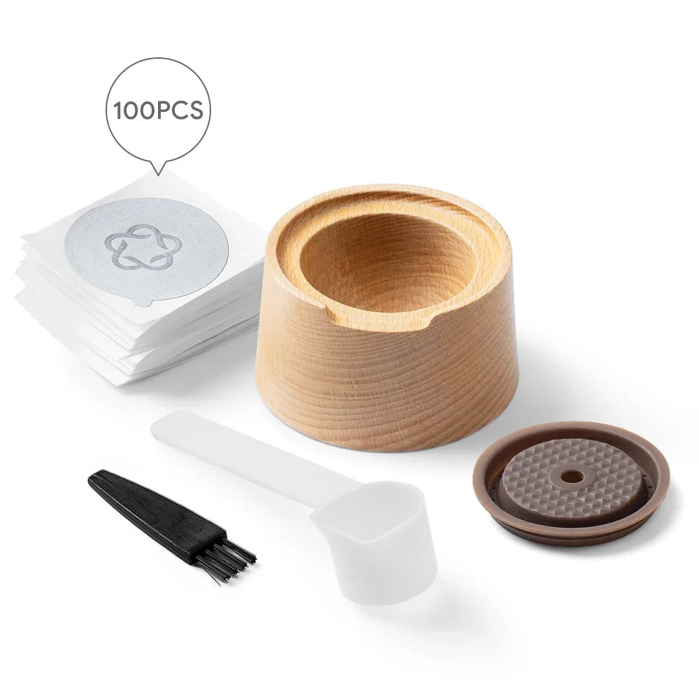 For Nespresso Vertuo Capsule  Aluminum Foil Sealing Cover Kit Coffee Accessories Wooden Reusable Capsule Filling Rack