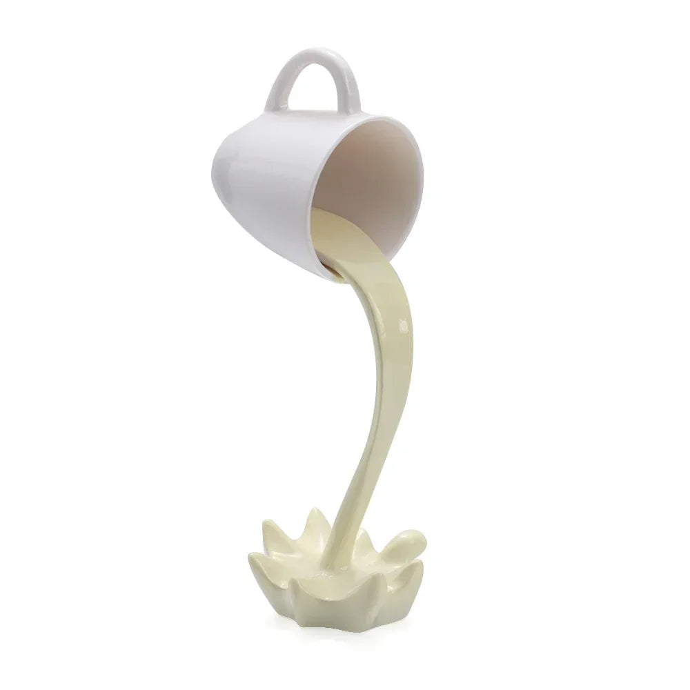 Floating Coffee Cup Sculpture Creative 3D Coffee Cup Design Pouring Liquid Coffee Mug Kitchen Home Decor Gift For Coffee Lover