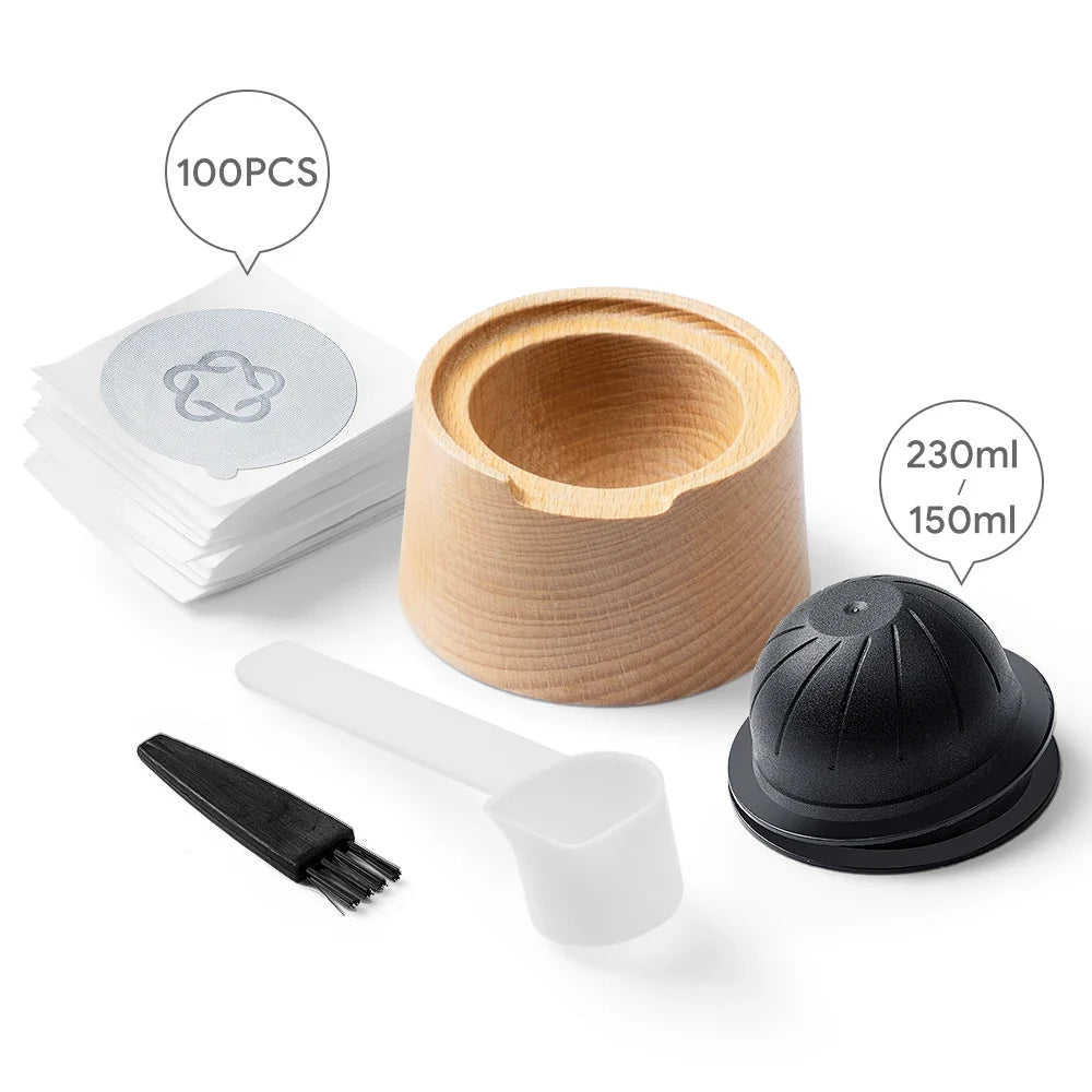 For Nespresso Vertuo Capsule  Aluminum Foil Sealing Cover Kit Coffee Accessories Wooden Reusable Capsule Filling Rack