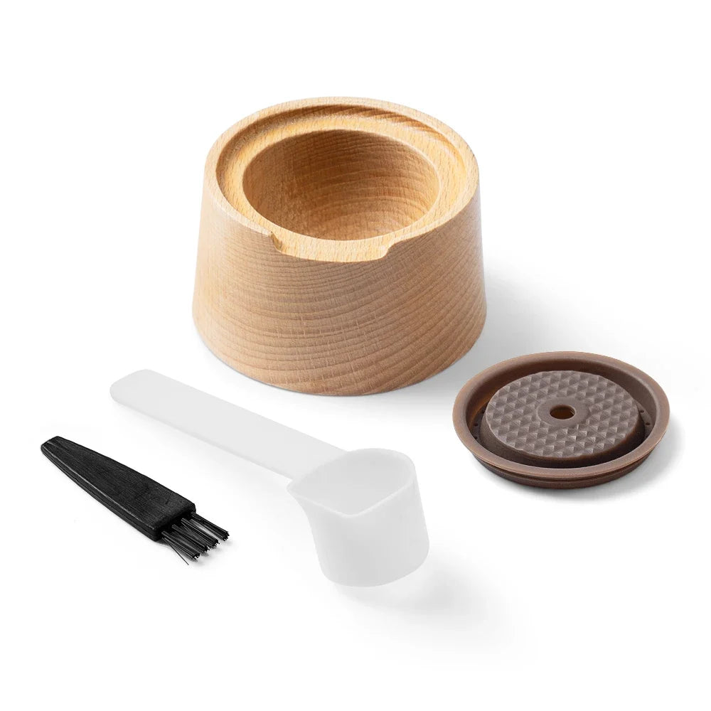 For Nespresso Vertuo Capsule  Aluminum Foil Sealing Cover Kit Coffee Accessories Wooden Reusable Capsule Filling Rack