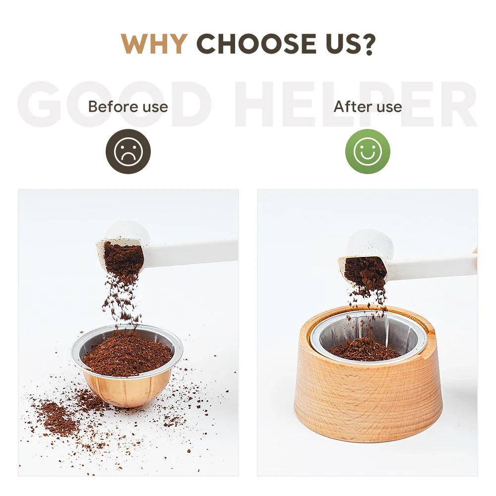 For Nespresso Vertuo Capsule  Aluminum Foil Sealing Cover Kit Coffee Accessories Wooden Reusable Capsule Filling Rack